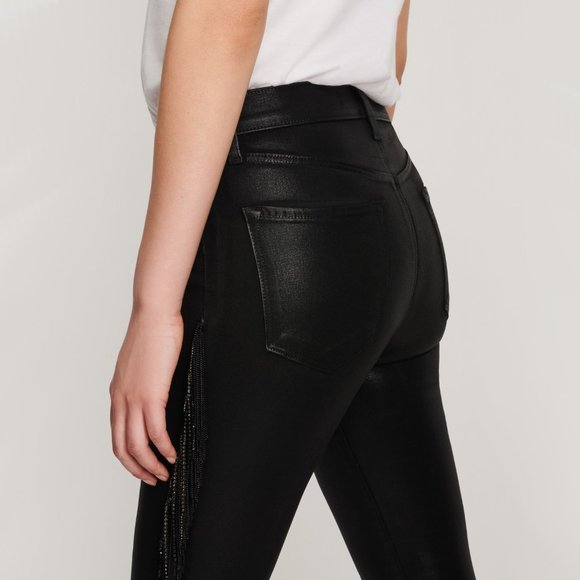 J Brand black crystal fringe high rise skinny jeans - Picture 11 of 16